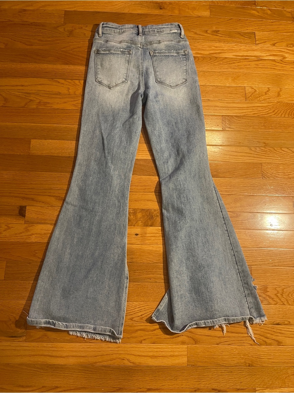 High-Rise Light Blue Distressed Flare Jeans - Picture 4 of 9